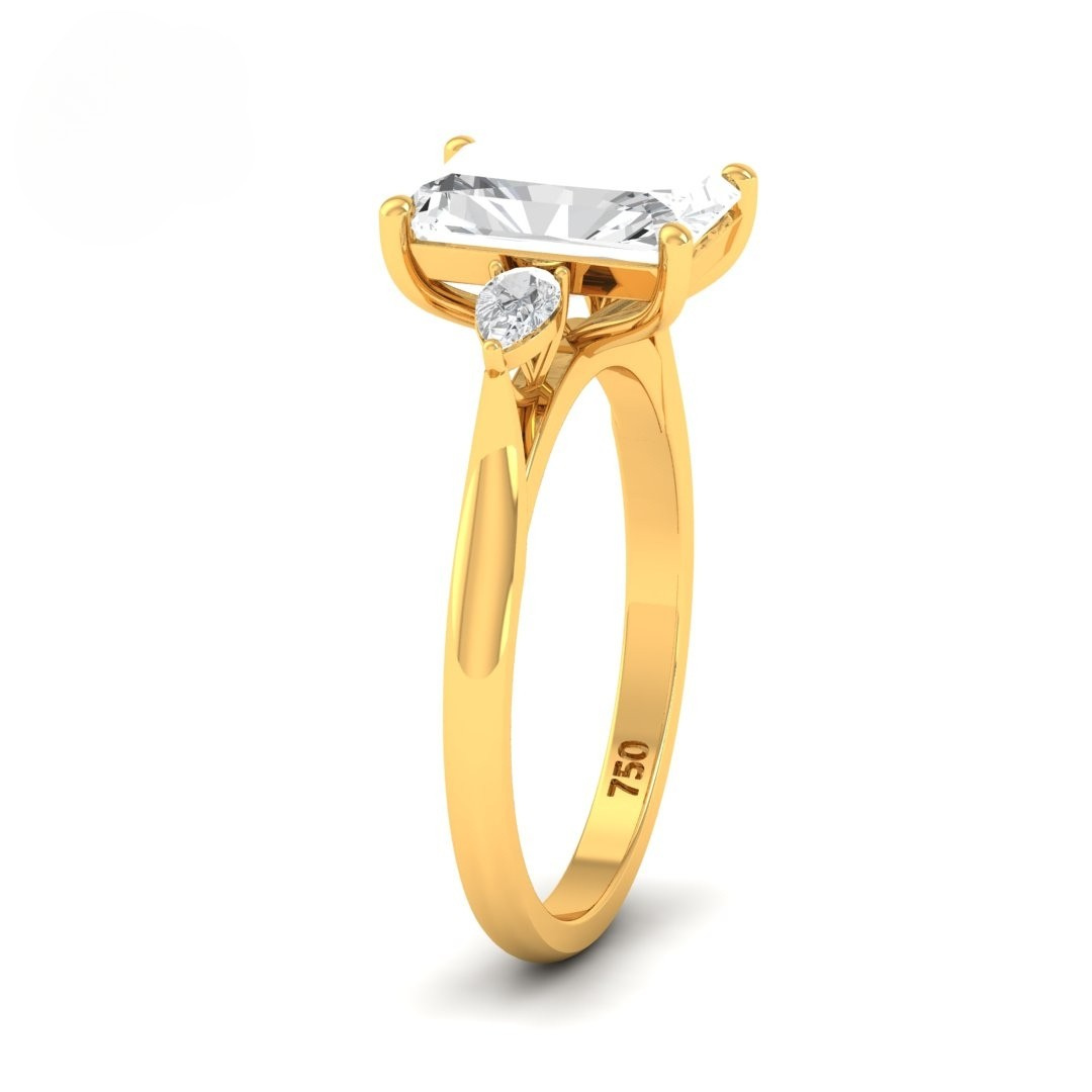 Sofia Radiant Cut Diamond Engagement Ring With A Pear Cut Side Diamonds