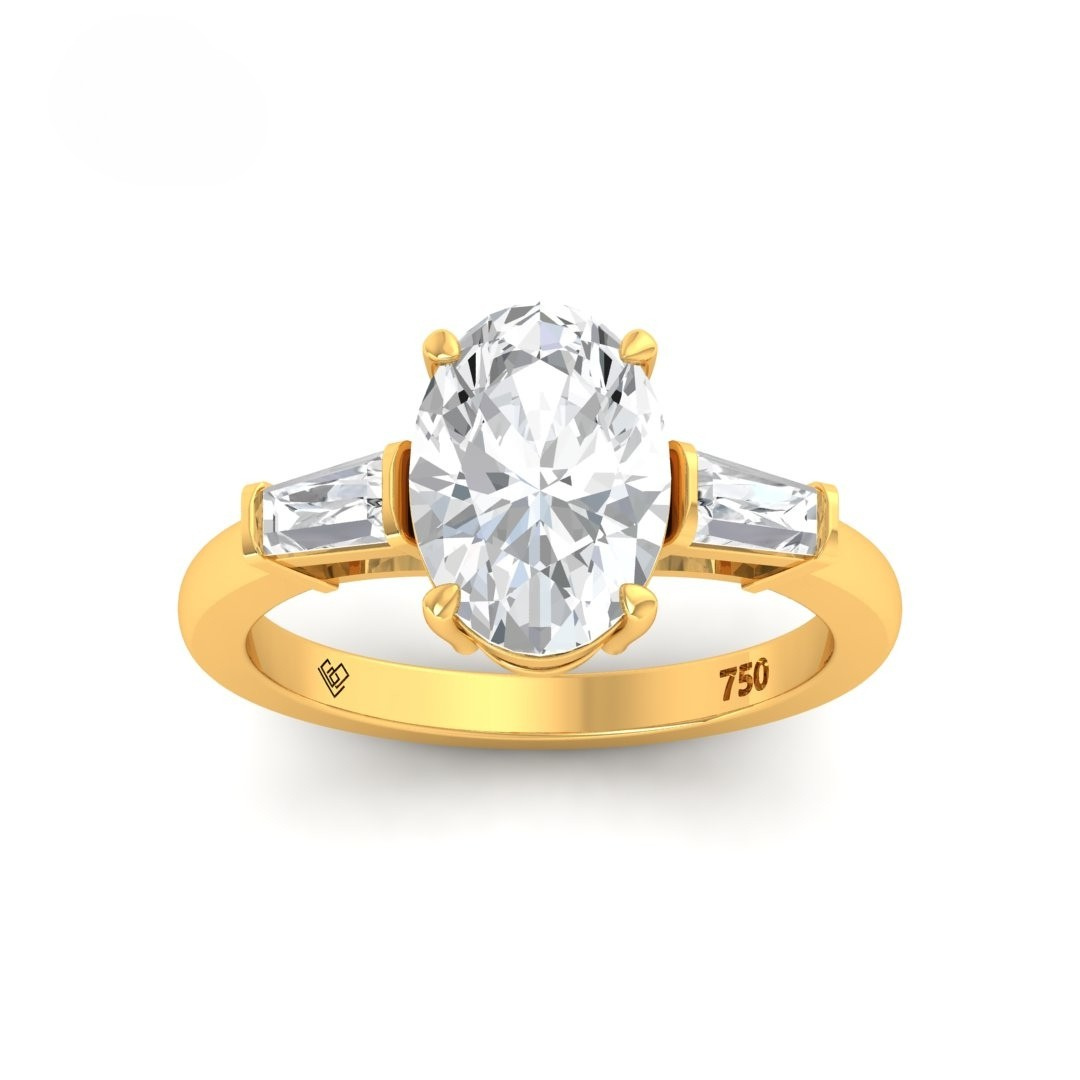 Mary Oval Cut Diamond Engagement Ring With Tapering Baguettes Cut Side Diamond