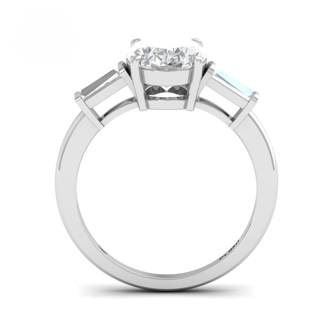 Mary Oval Cut Diamond Engagement Ring With Tapering Baguettes Cut Side Diamond