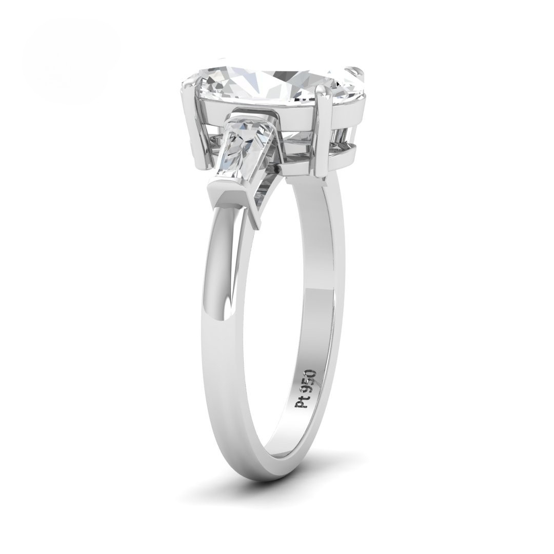 Mary Oval Cut Diamond Engagement Ring With Tapering Baguettes Cut Side Diamond