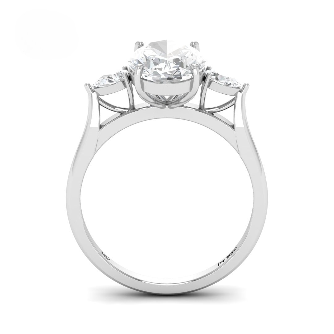 Bague de fiançailles Sofia avec diamant ovale et diamants latéraux taille poire