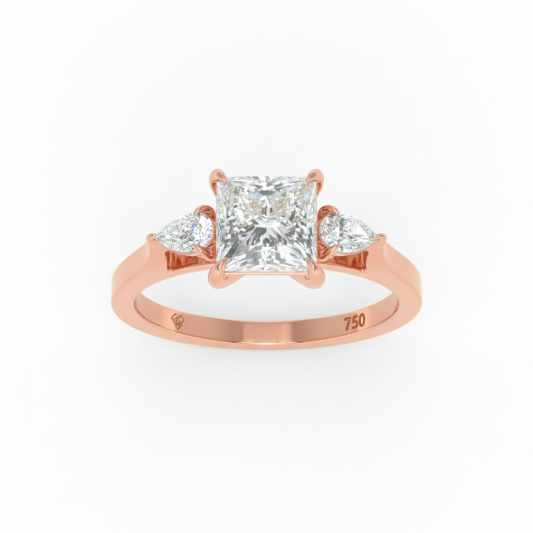 Sofia Princess Cut Diamond Engagement Ring With A Pear sides