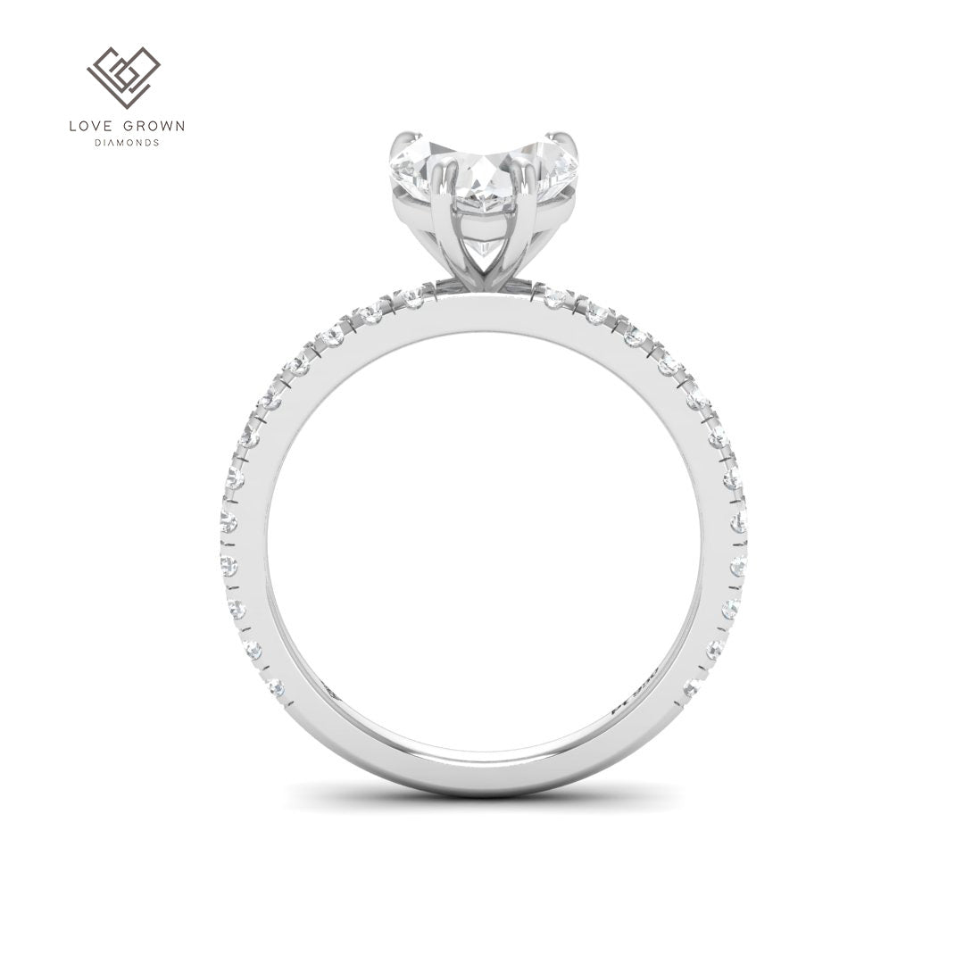 Abigail Heart With Diamond Band Engagement Ring