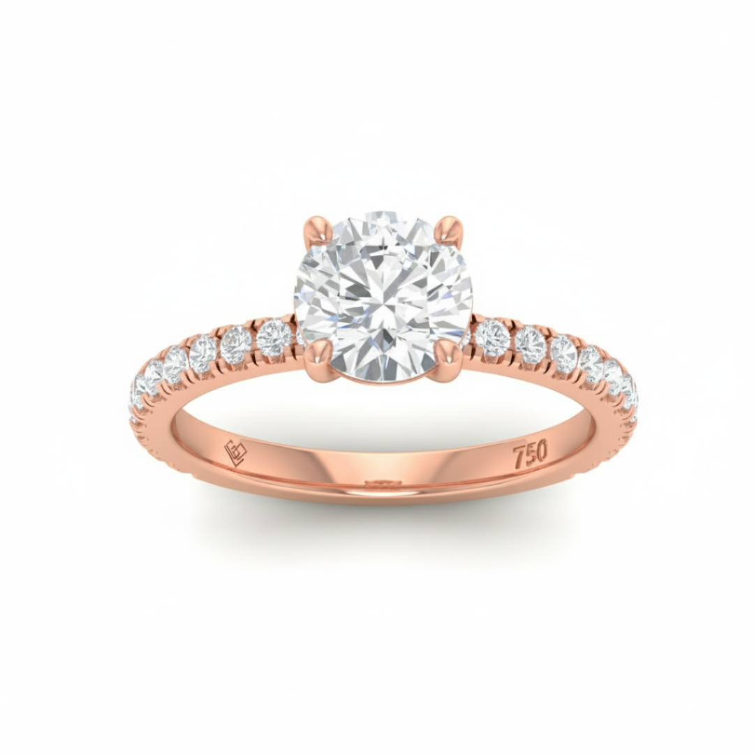 Abigail Round With Diamond Band Engagement Ring
