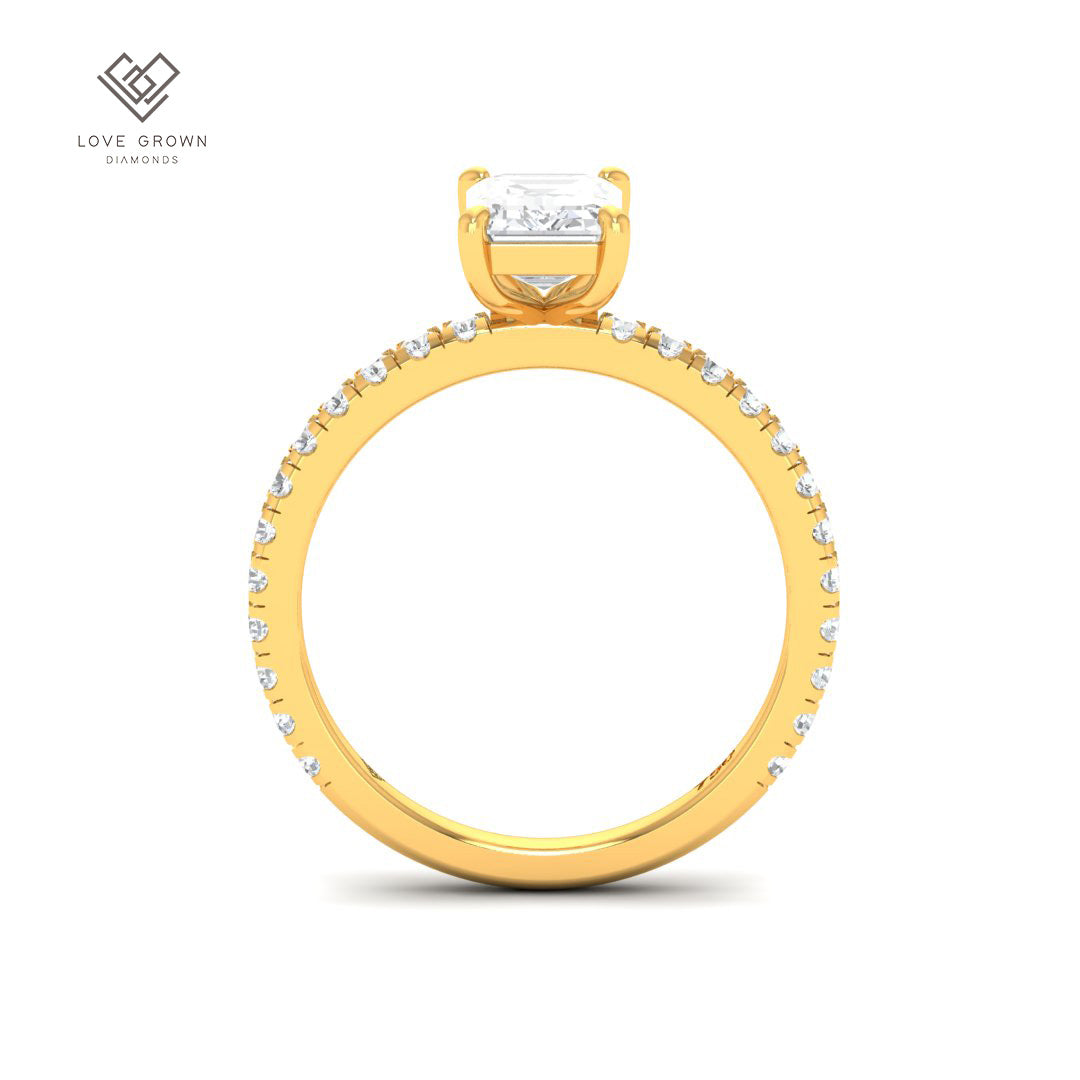 Abigail Emerald With Diamond Band Engagement Ring