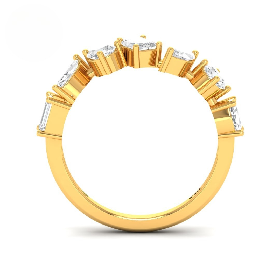 18k gold Angèle 5 stone diamond wedding band with marquise, pear, emerald, round, and oval lab-grown diamonds totaling 1.2ct