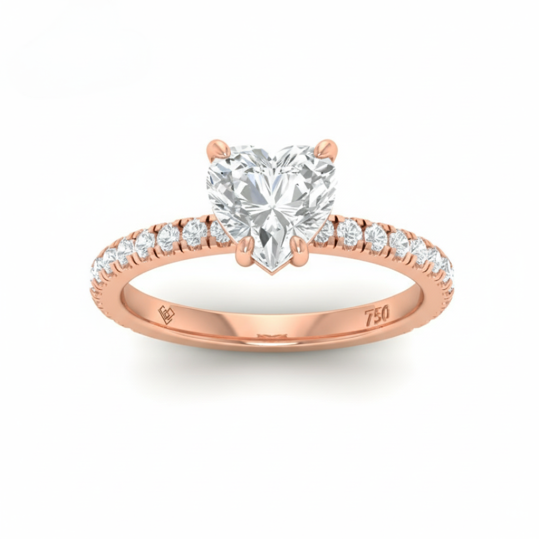 Abigail Heart With Diamond Band Engagement Ring