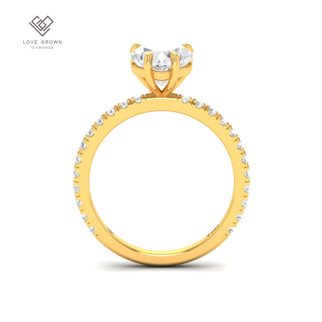 Abigail Heart With Diamond Band Engagement Ring