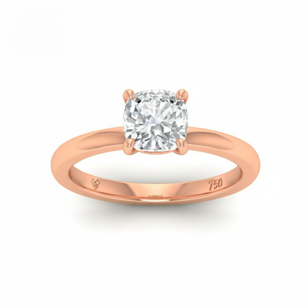 Noémie Solitaire Cushion Cut With Diamond Engagement Ring