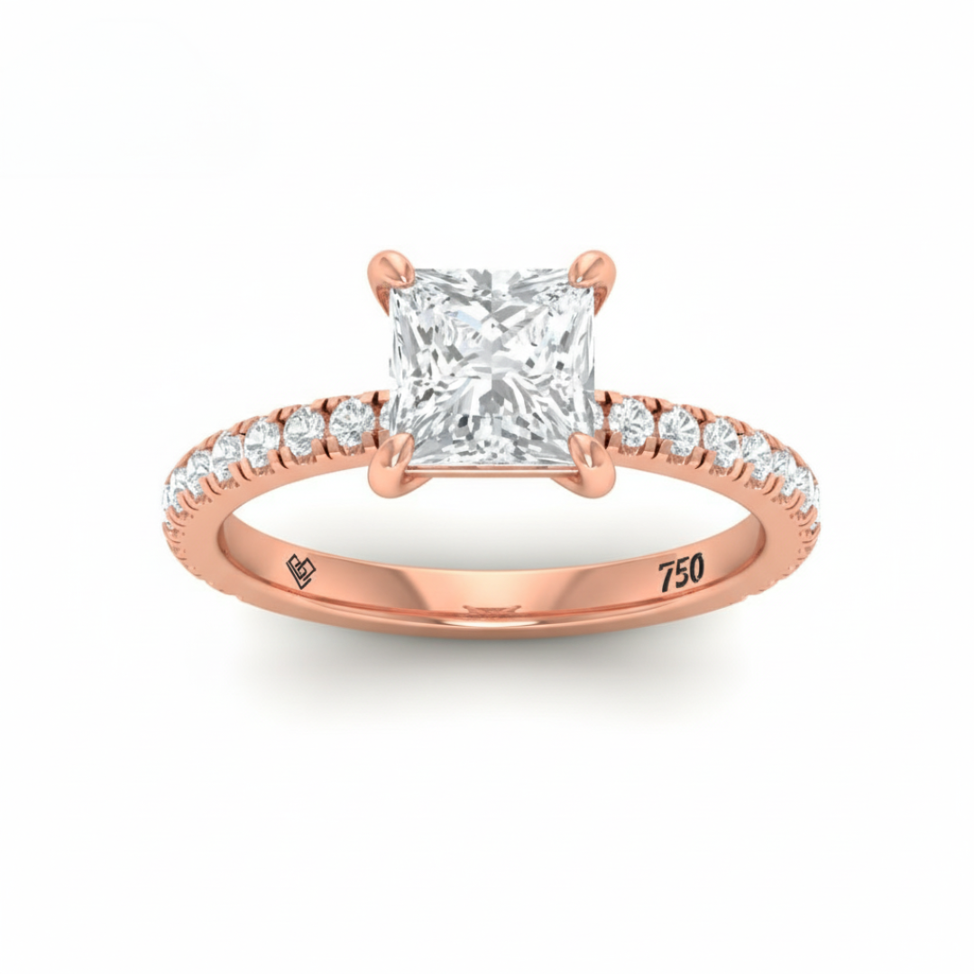 Abigail Princess With Diamond Band Engagement Ring