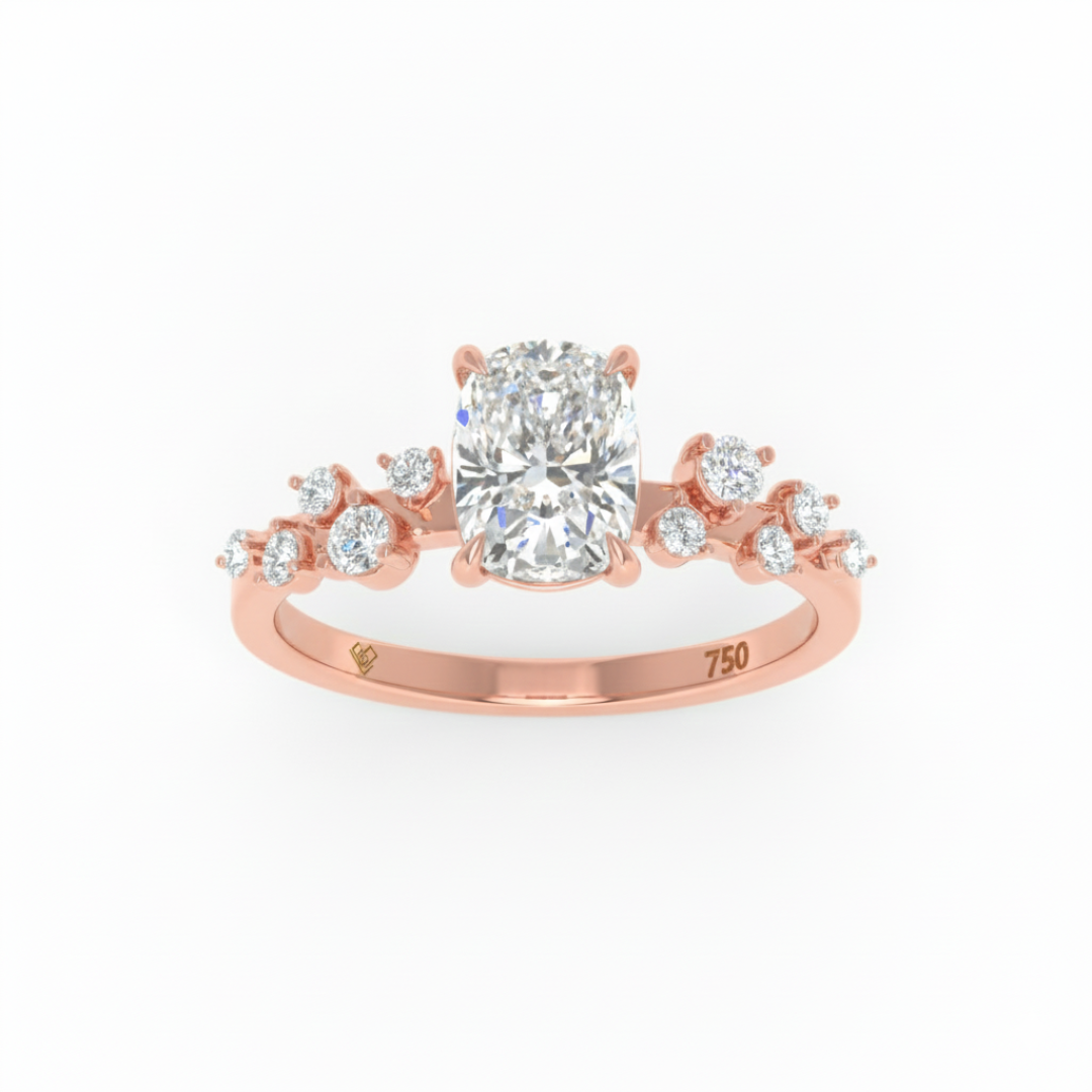 Layla Cushion Diamond Engagement Ring With Diamond Accent Band