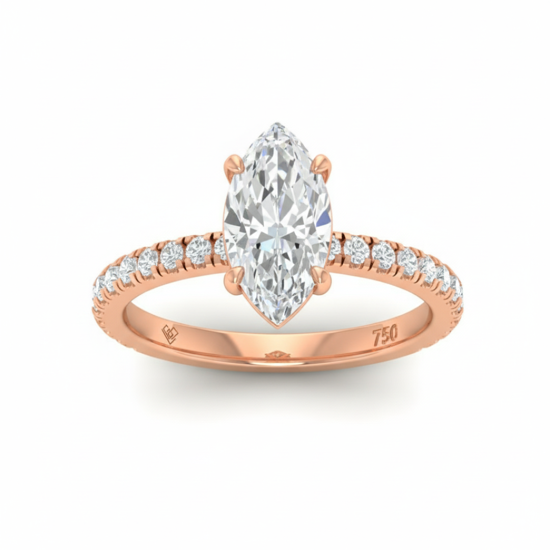 Abigail Marquise With Diamond Band Engagement Ring