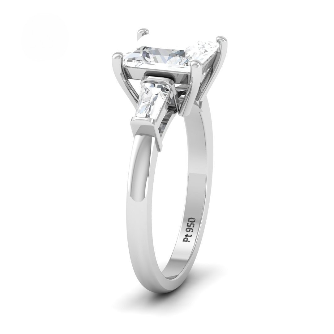 Mary Princess Cut Diamond Engagement Ring With Tapering Baguette Cut Side Diamonds