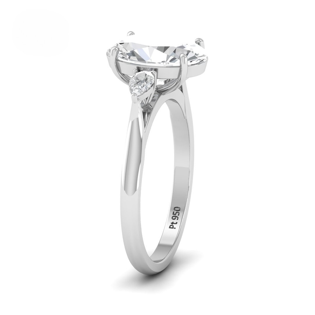 Sofia Oval Cut Diamond Engagement Ring With A Pear Cut Side Diamonds