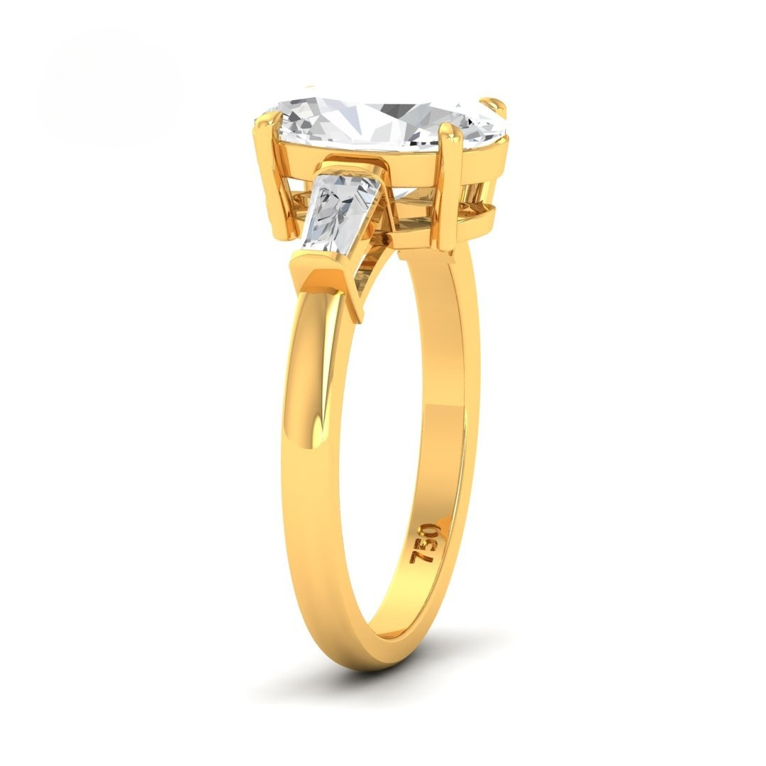 Mary Oval Cut Diamond Engagement Ring With Tapering Baguettes Cut Side Diamond