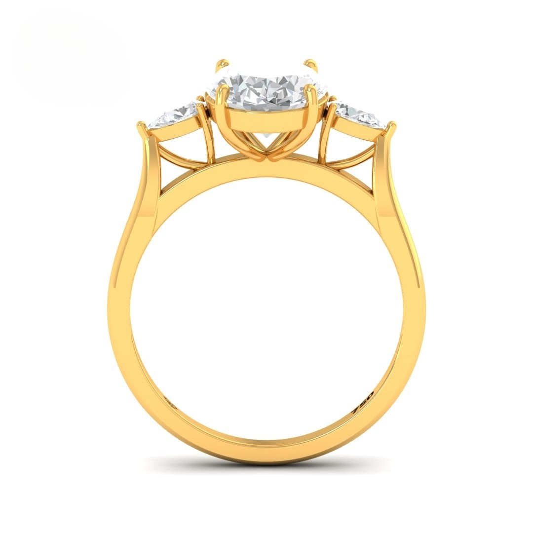 Sofia Oval Cut Diamond Engagement Ring With A Pear Cut Side Diamonds