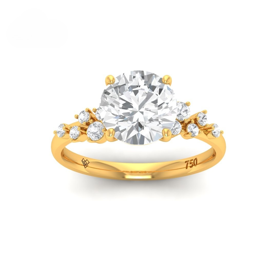 Layla Round Brilliant Cut Diamond Engagement Ring With Diamond Accent Band