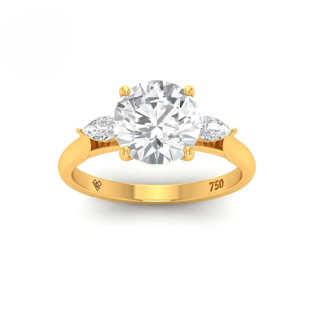 Sofia Round Brilliant Cut Diamond Engagement Ring With A Pear Cut Side Diamonds