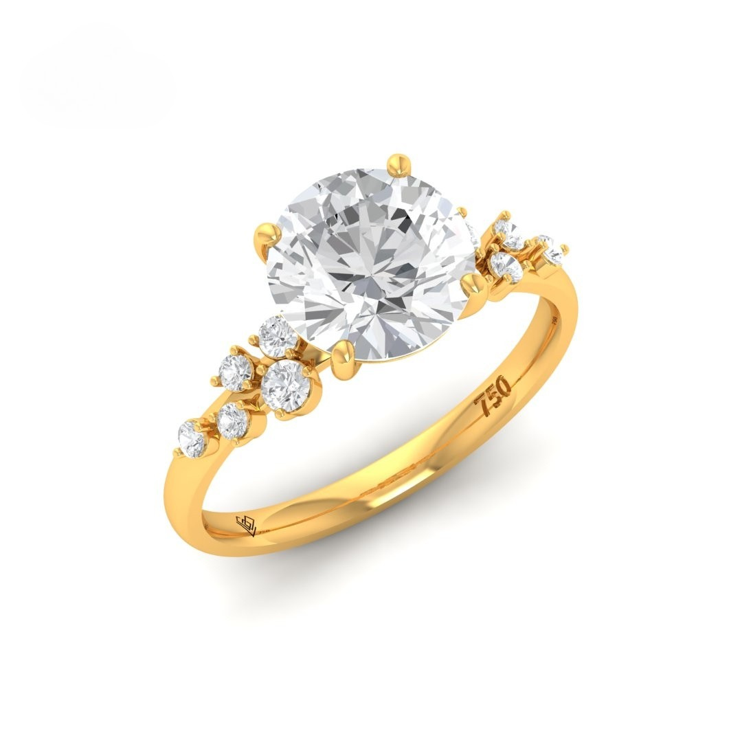 Layla Round Brilliant Cut Diamond Engagement Ring With Diamond Accent Band