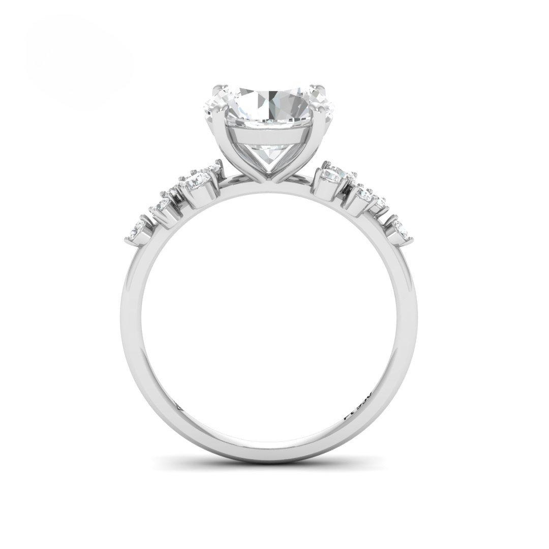 Layla Round Brilliant Cut Diamond Engagement Ring With Diamond Accent Band