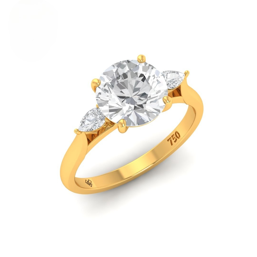 Sofia Round Brilliant Cut Diamond Engagement Ring With A Pear Cut Side Diamonds