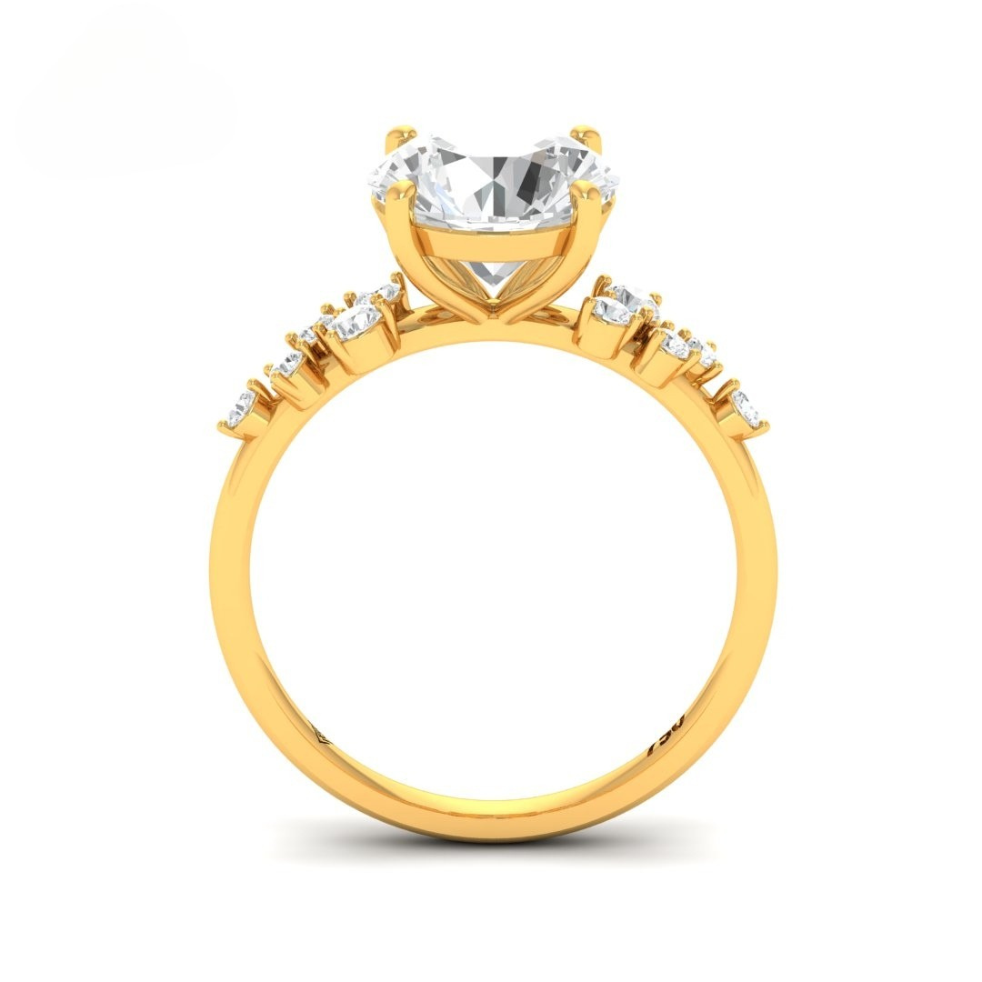 Layla Round Brilliant Cut Diamond Engagement Ring With Diamond Accent Band