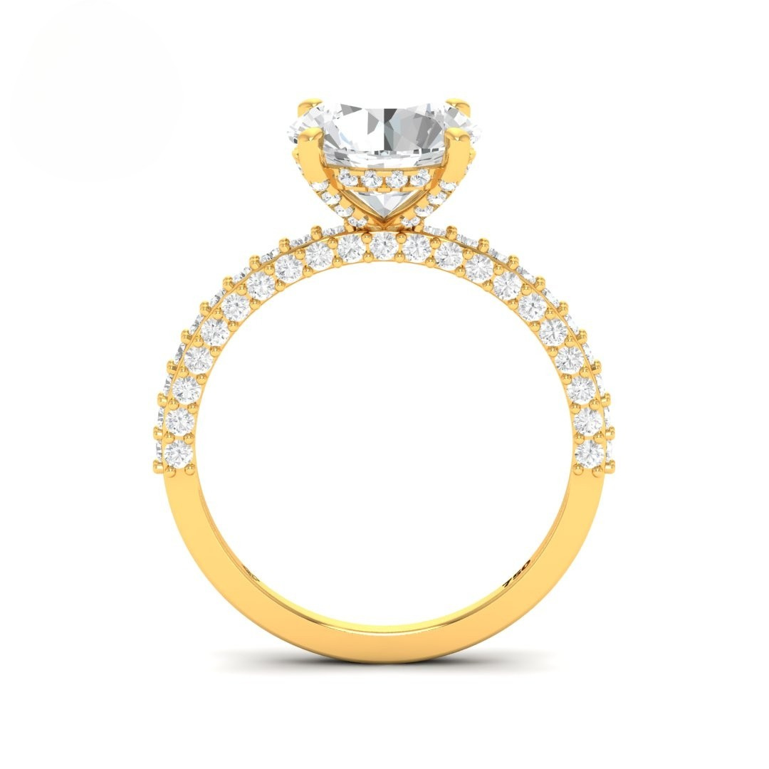 Mia Round Brilliant Cut Diamond Engagement Ring With Diamond Hidden Halo And 3D Diamond Band