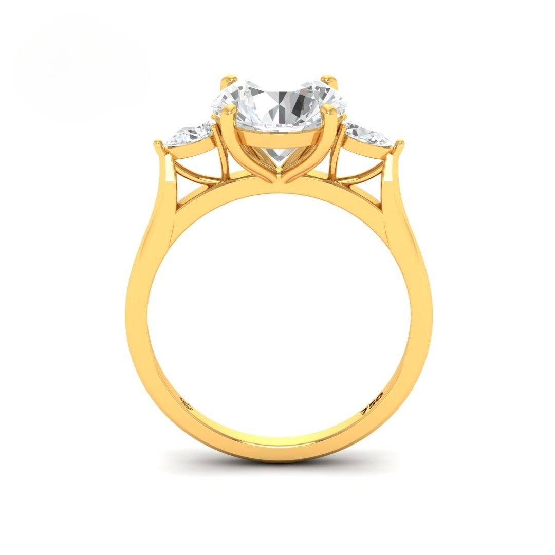 Sofia Round Brilliant Cut Diamond Engagement Ring With A Pear Cut Side Diamonds