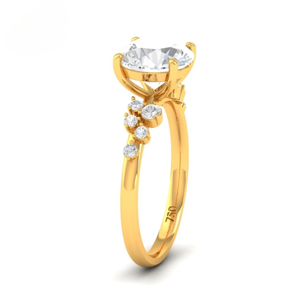 Layla Round Brilliant Cut Diamond Engagement Ring With Diamond Accent Band