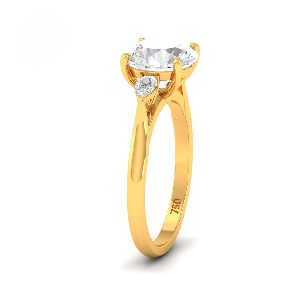 Sofia Round Brilliant Cut Diamond Engagement Ring With A Pear Cut Side Diamonds