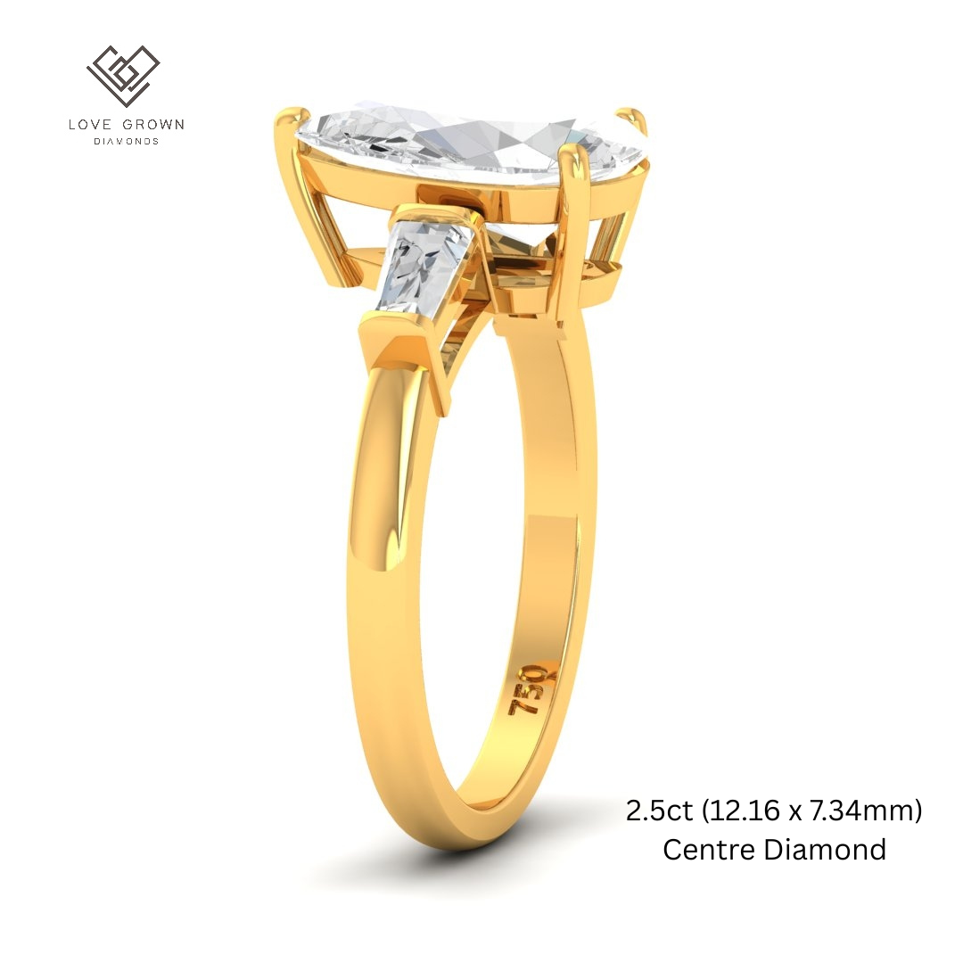 Mary Pear Cut Diamond Engagement Ring With Tapering Baguettes Cut Side Diamonds