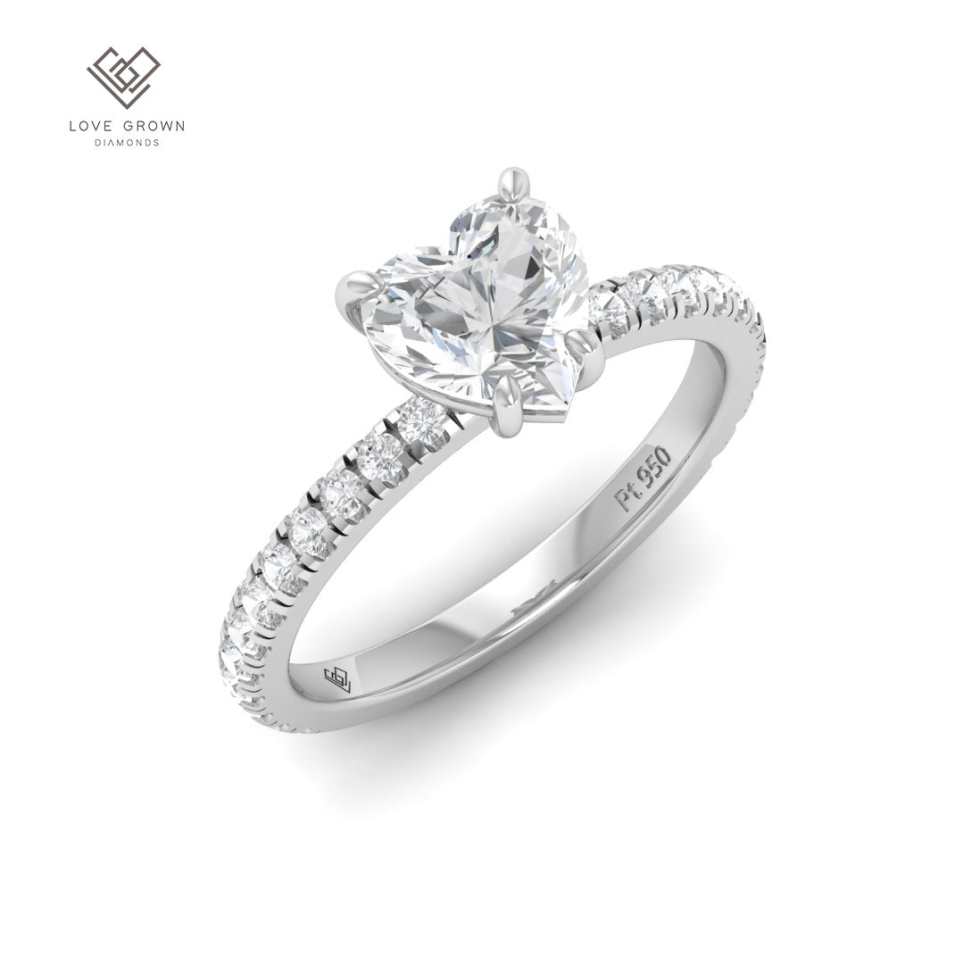 Abigail Heart With Diamond Band Engagement Ring