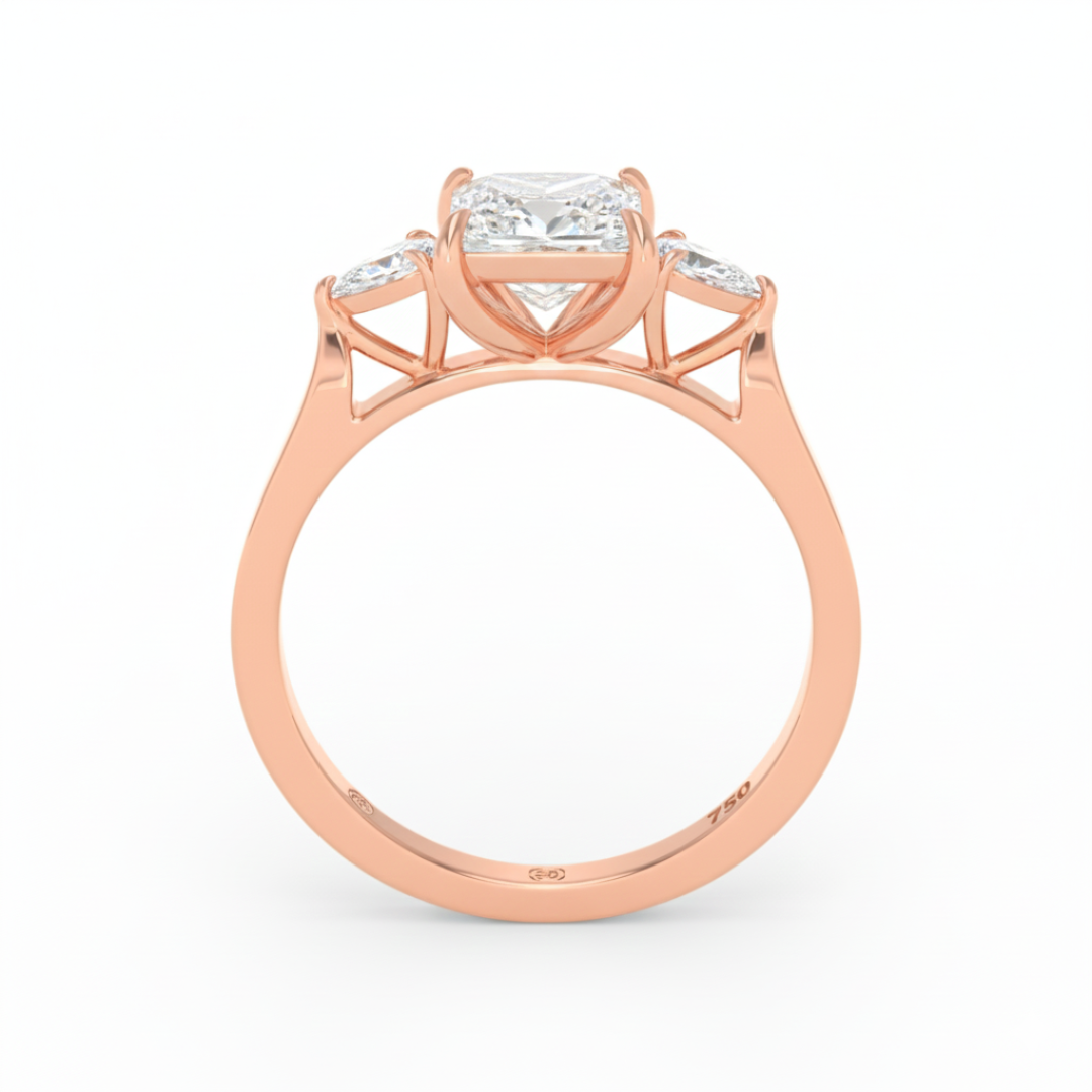 Sofia Princess Cut Diamond Engagement Ring With A Pear sides