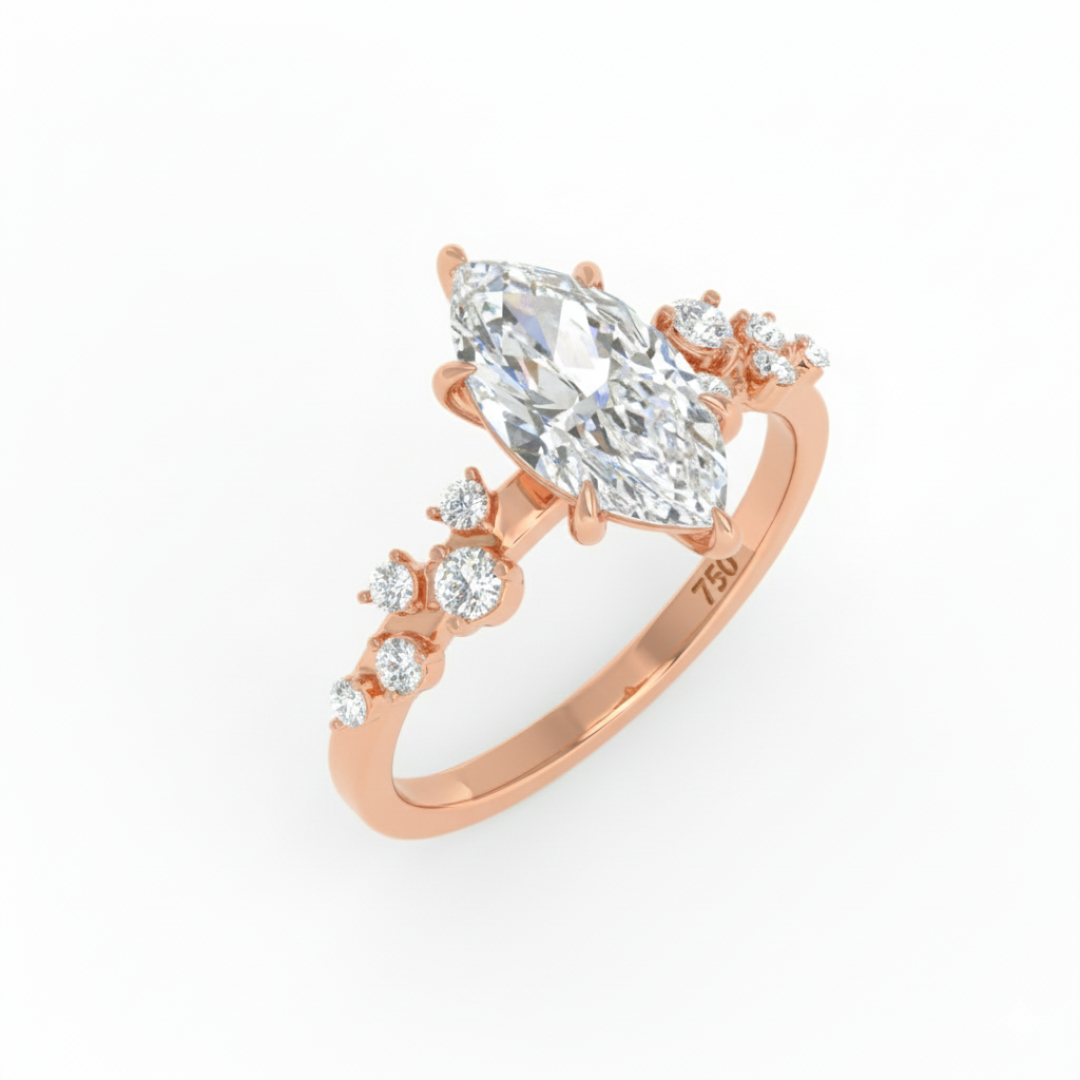 Layla Marquise Cut Diamond Engagement Ring With Accent Band