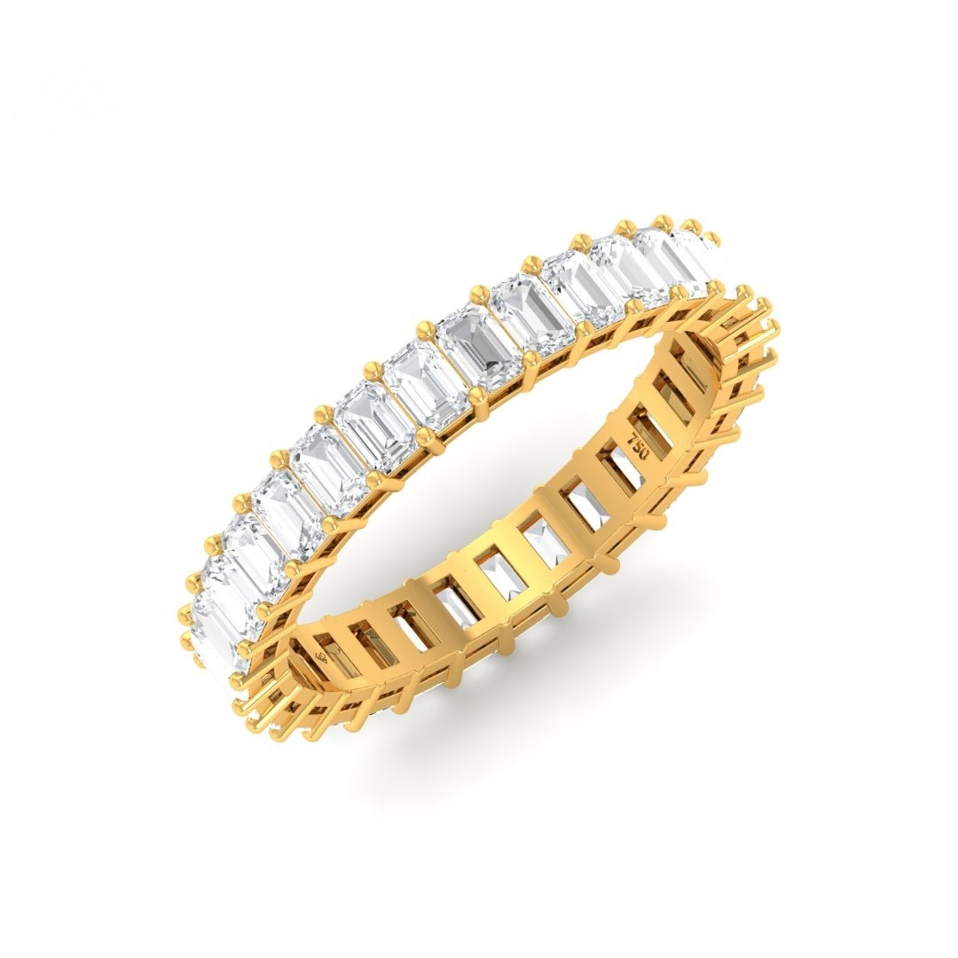 Fleur Emerald cut wedding band 3.00 Ct