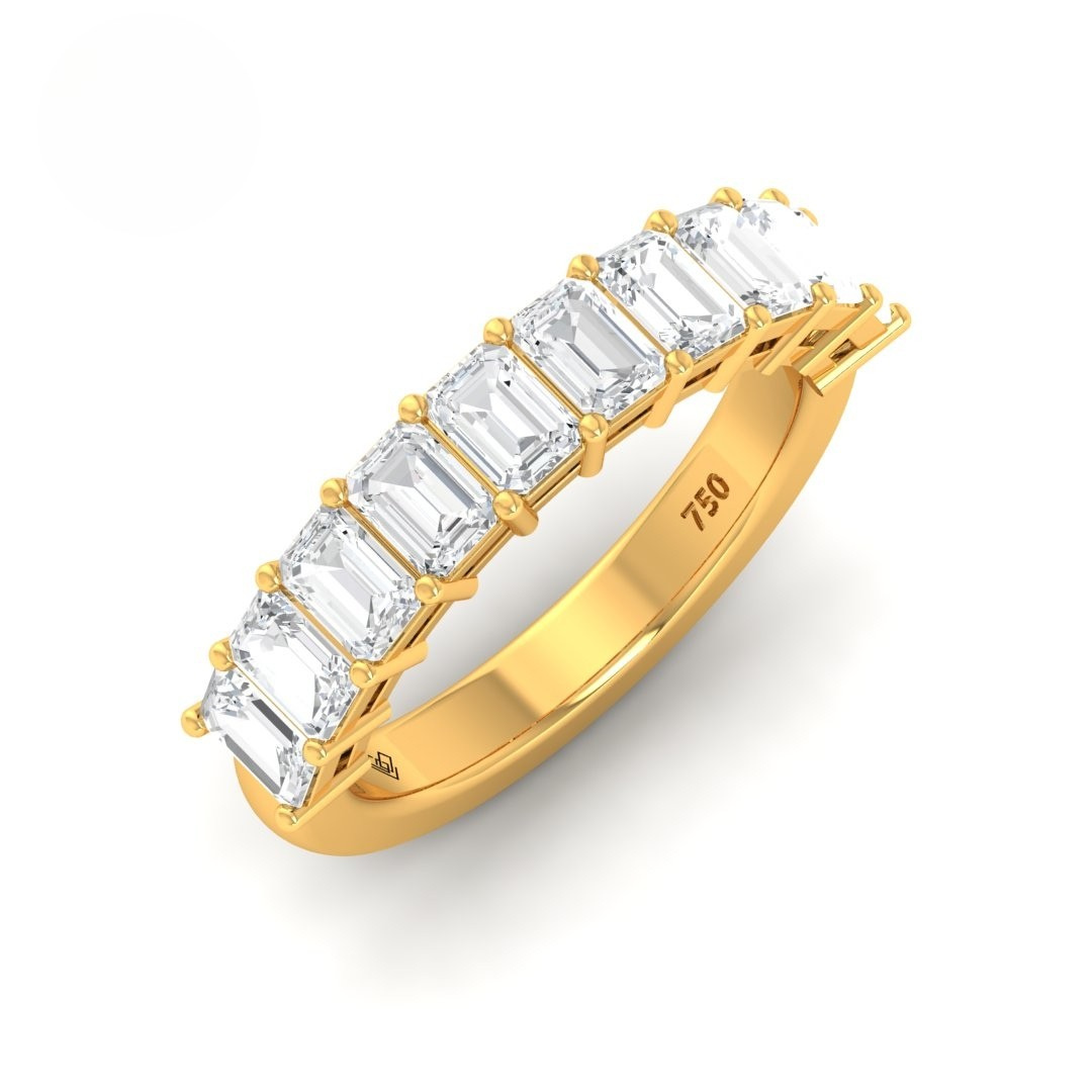 Anne Emerald cut Diamond Wedding Band