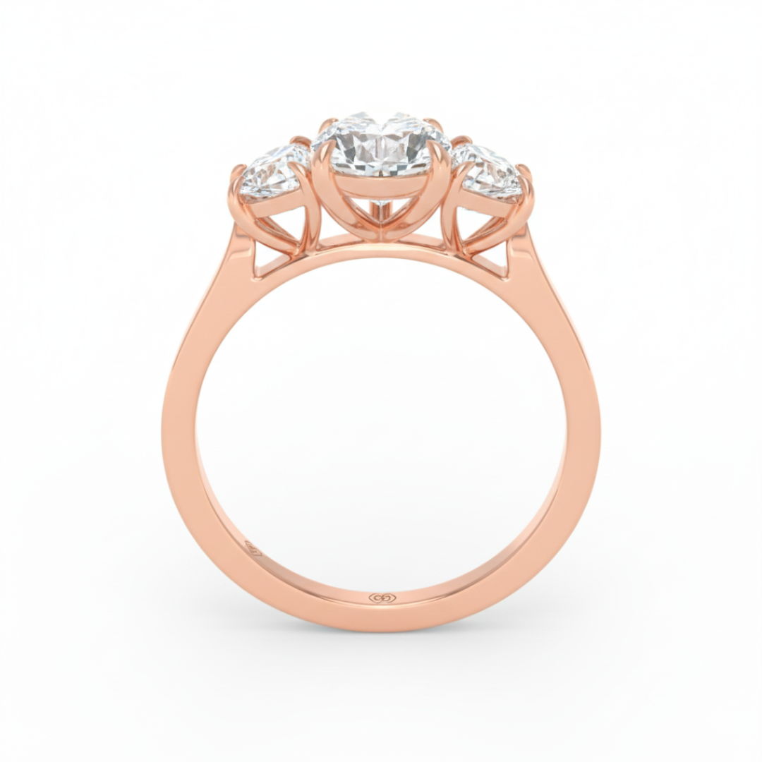 Kamala Pear Cut Diamond Engagement Ring With Half Moon Cut Side Diamonds