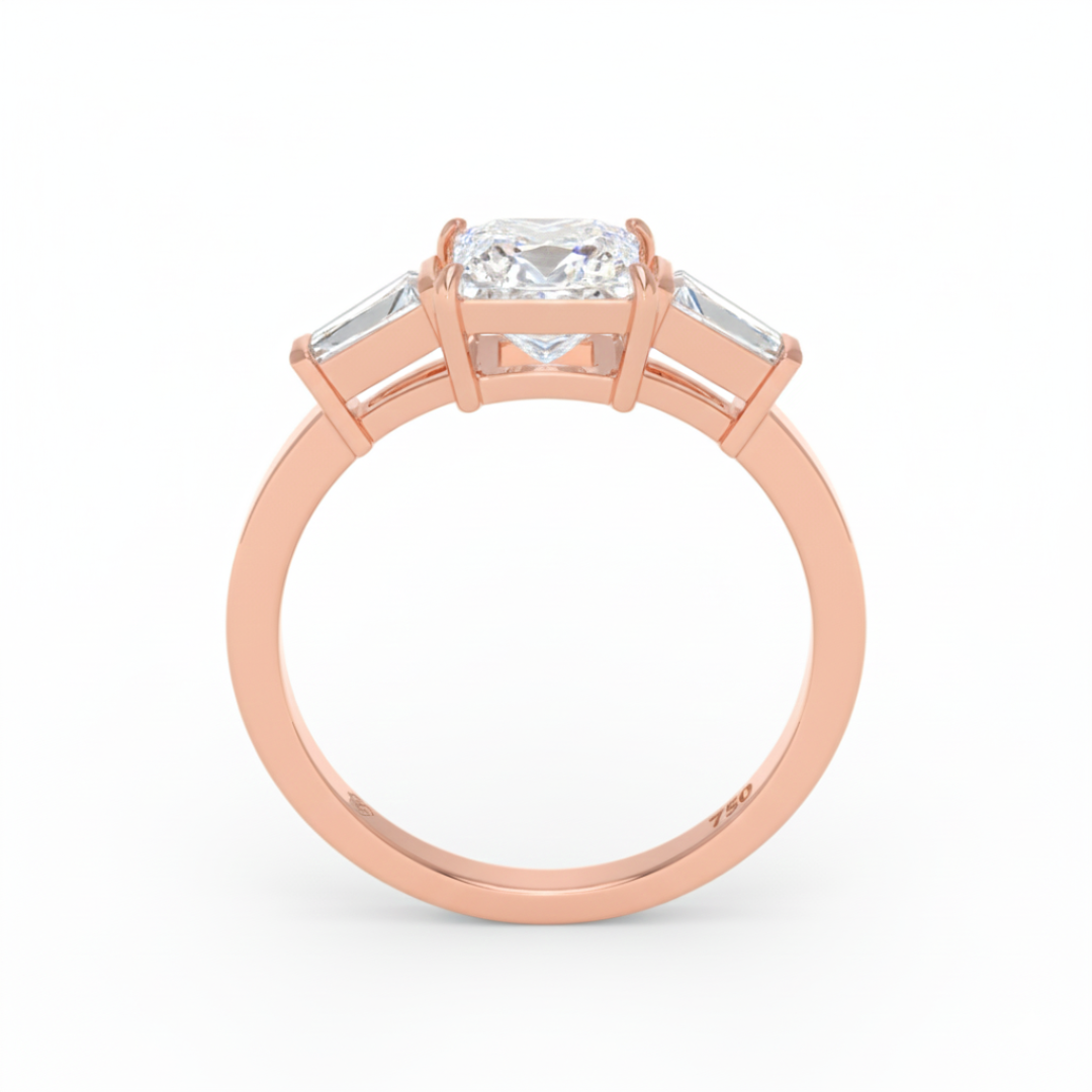 Mary Princess Cut Diamond Engagement Ring With Tapering Baguette Cut Side Diamonds
