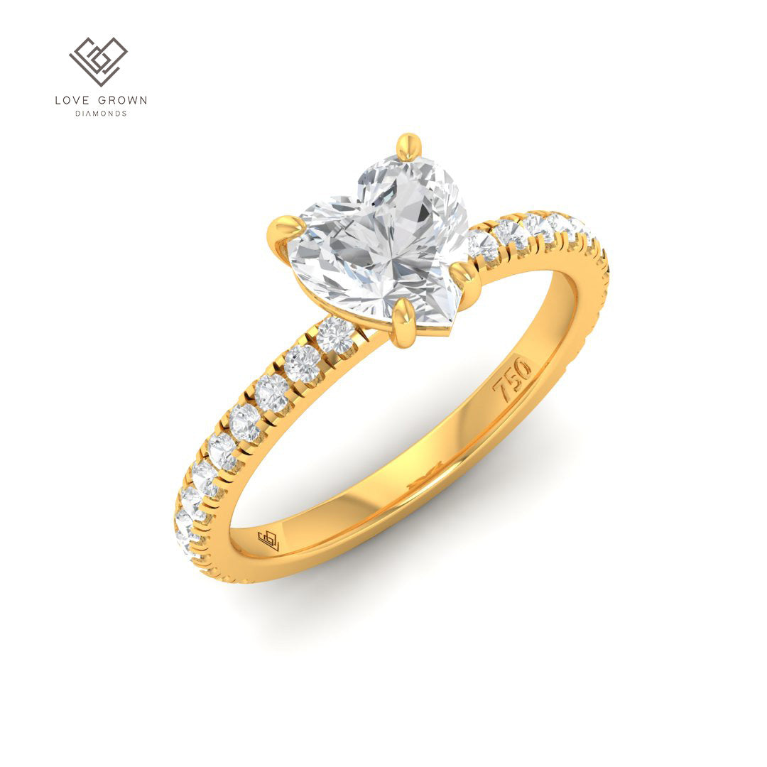 Abigail Heart With Diamond Band Engagement Ring