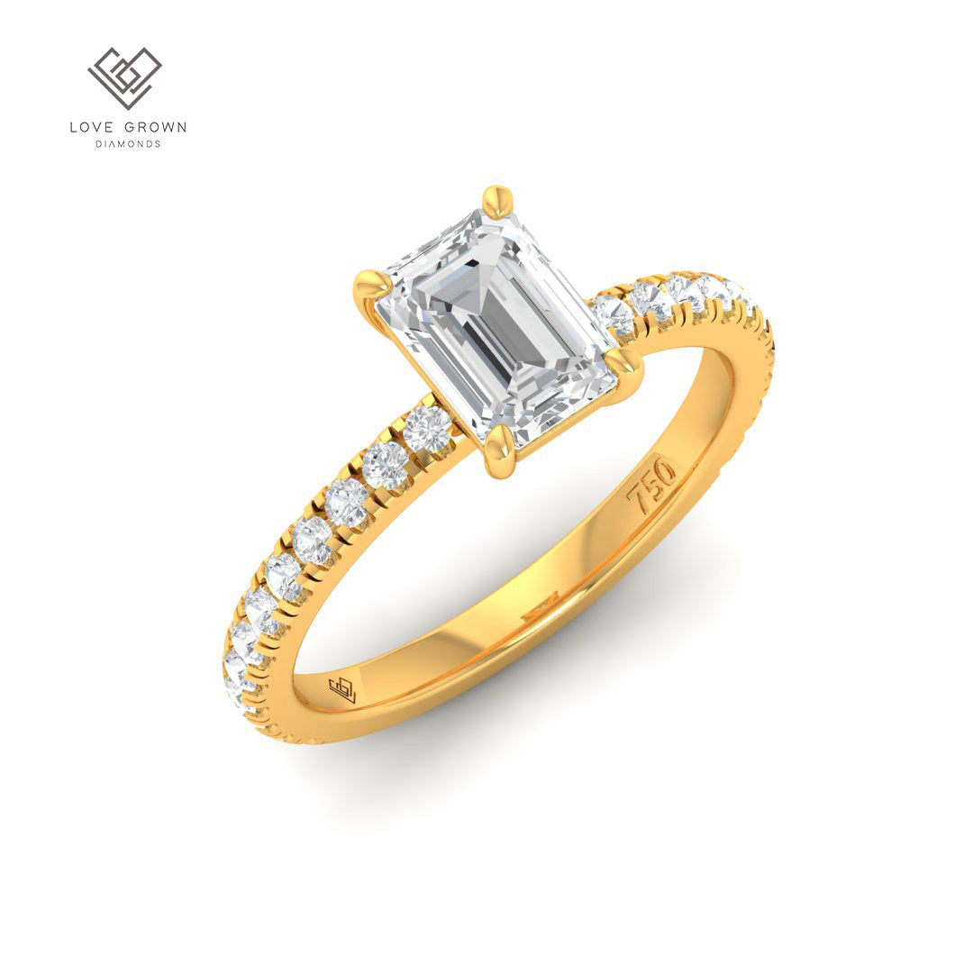 Abigail Emerald With Diamond Band Engagement Ring