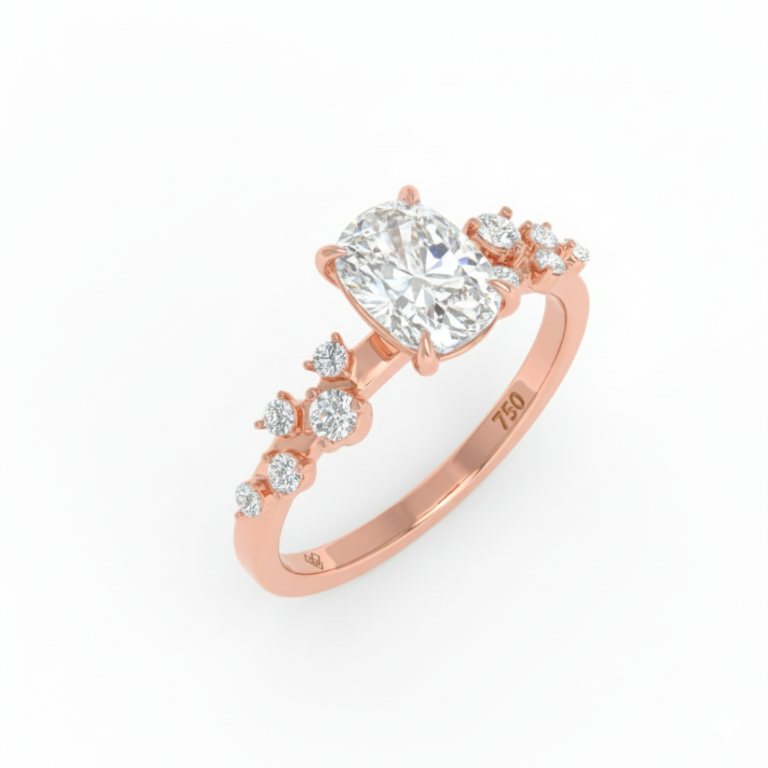 Layla Cushion Diamond Engagement Ring With Diamond Accent Band