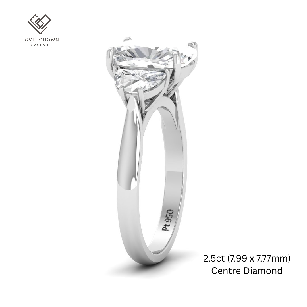 Kamala Cushion Cut Diamond Engagement Ring with Half Moon Cut Side Diamonds