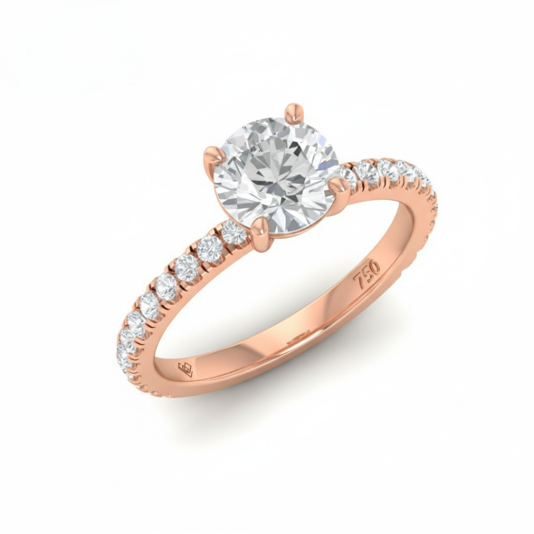 Abigail Round With Diamond Band Engagement Ring