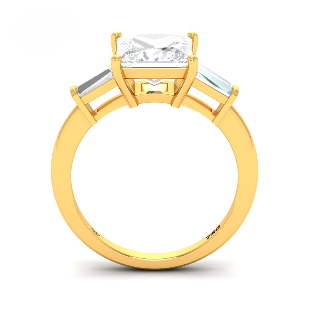 Mary Princess Cut Diamond Engagement Ring With Tapering Baguette Cut Side Diamonds
