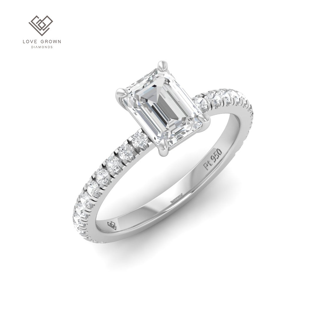 Abigail Emerald With Diamond Band Engagement Ring