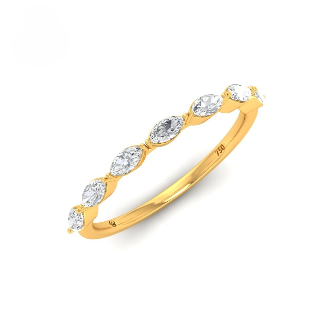 18k gold Alice Marquise cut diamond wedding band with seven lab-grown diamonds totaling 0.7 ct