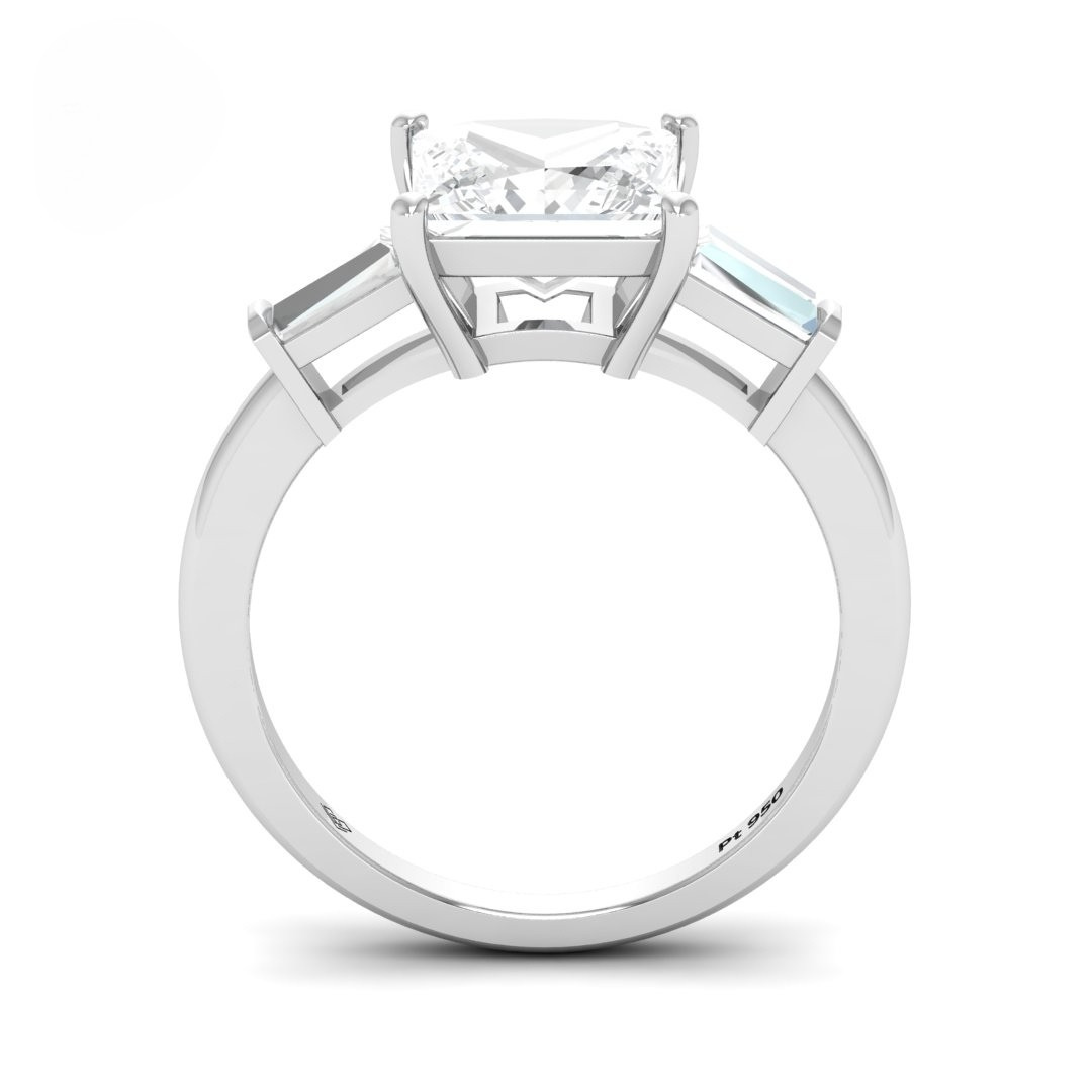 Mary Princess Cut Diamond Engagement Ring With Tapering Baguette Cut Side Diamonds