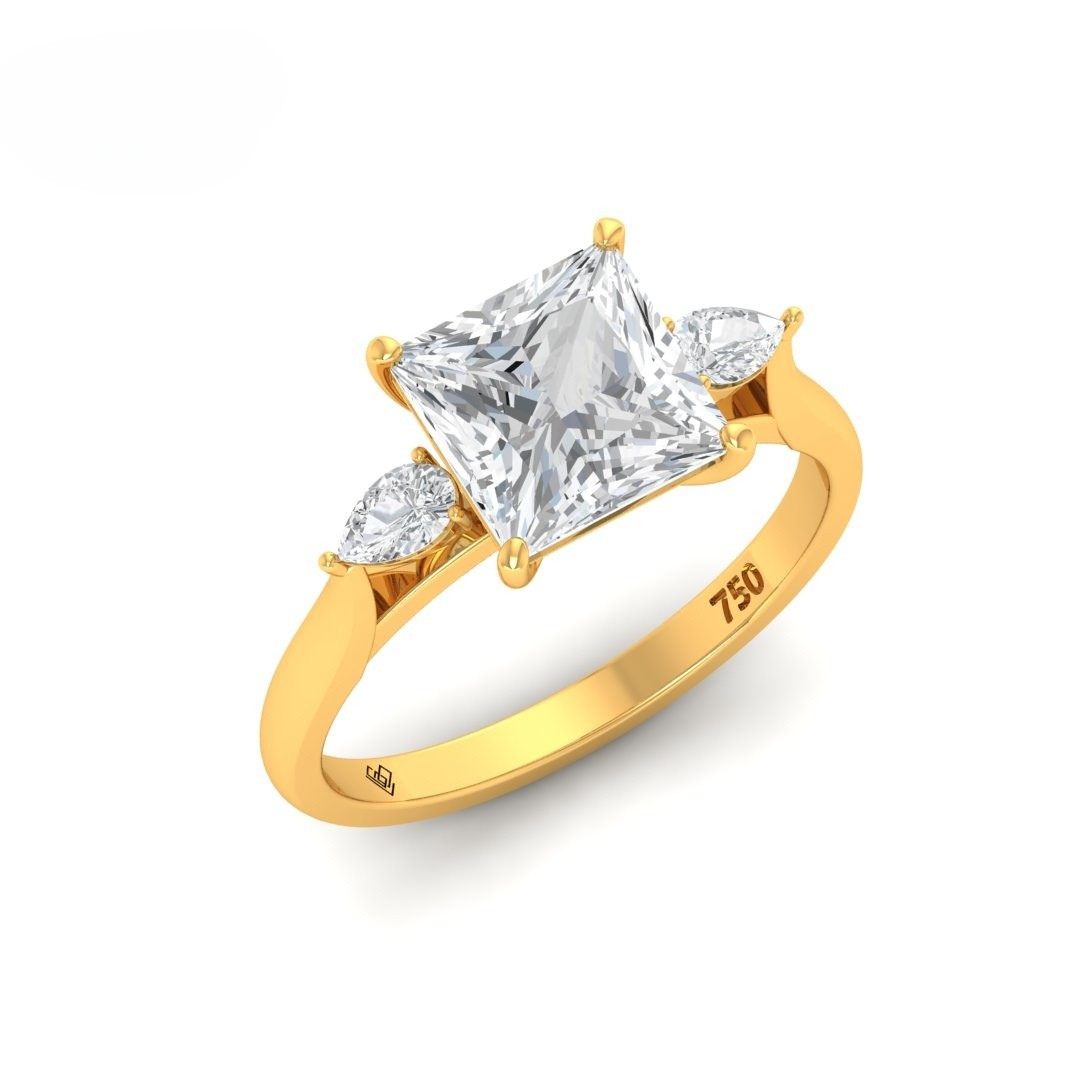 Sofia Princess Cut Diamond Engagement Ring With A Pear sides