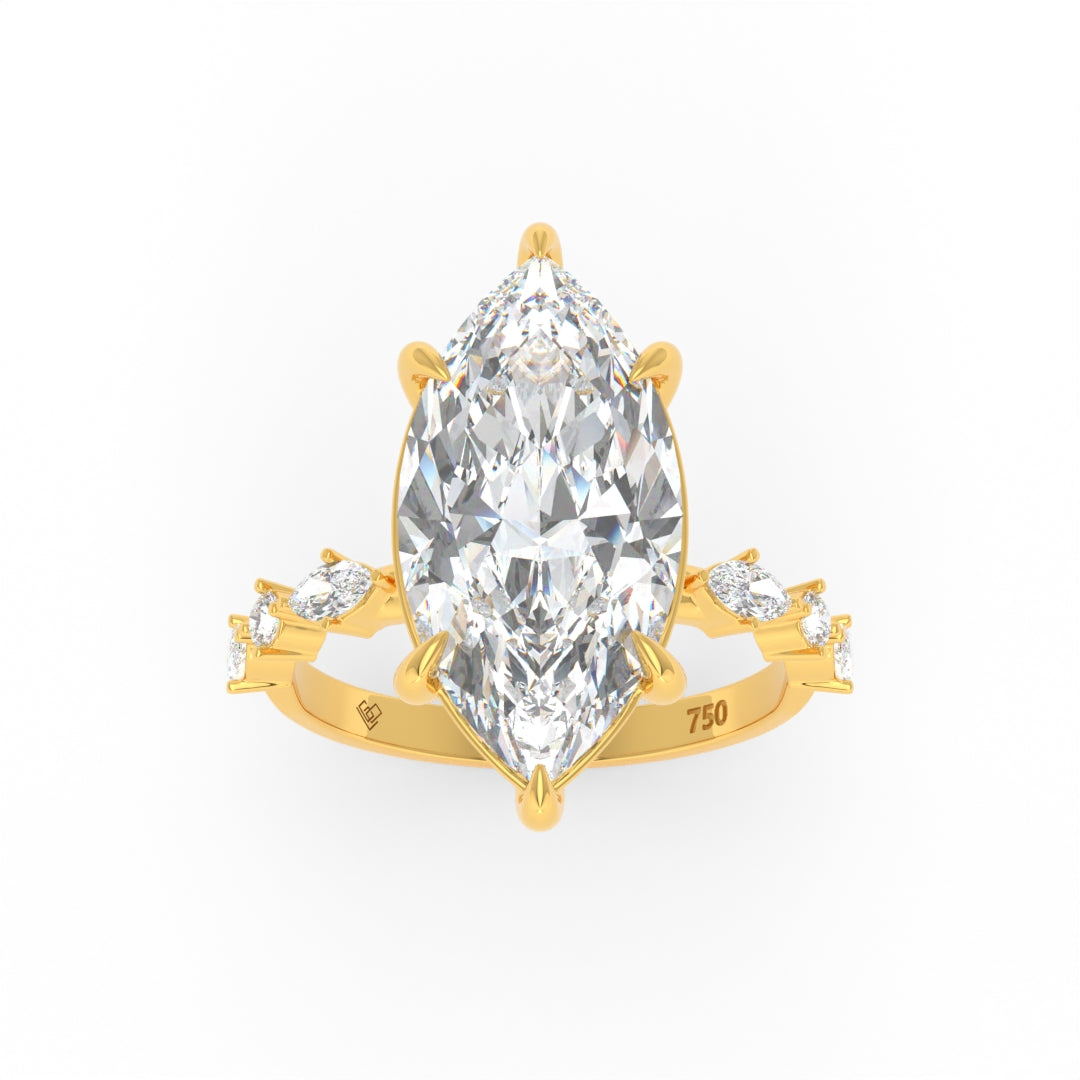 Elizabeth Marquise Cut Diamond Engagement Ring With A Marquise and Round Cut Diamond Band
