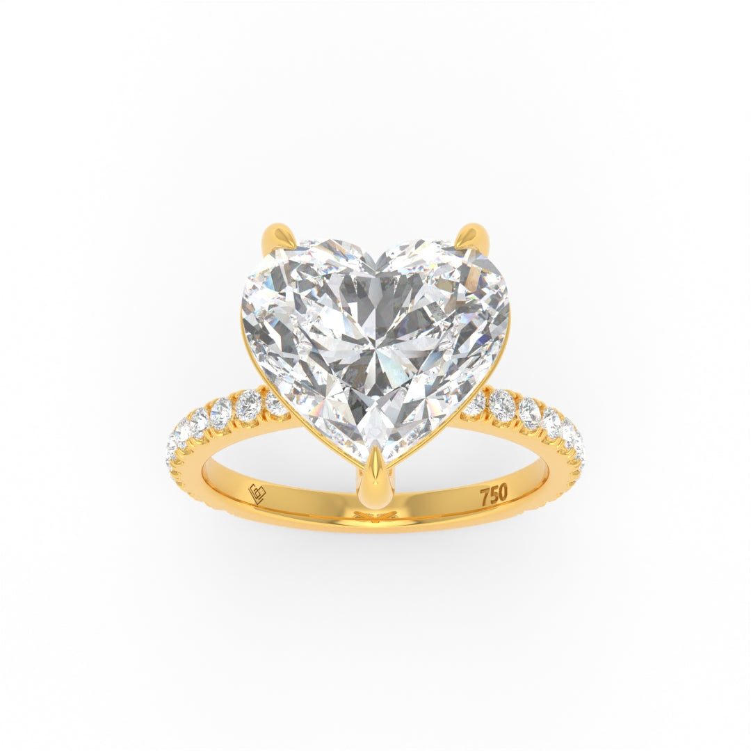 Abigail Heart With Diamond Band Engagement Ring